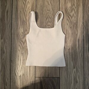 Aritzia Off-White Ribbed Tank Top